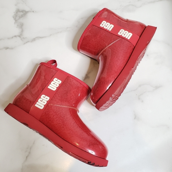 UGG Classic Clear Mini Boot Red Waterproof Size 5 NEW - Picture 2 of 8